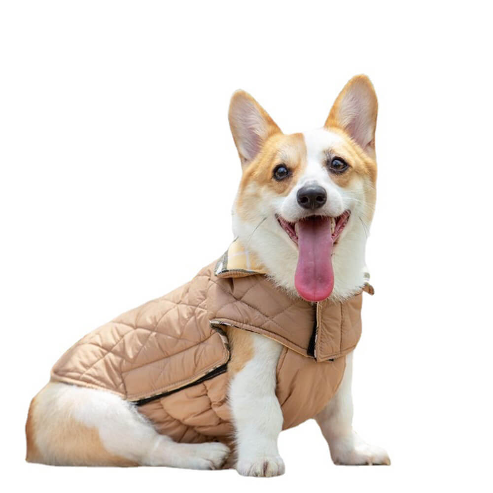 Ultrawarme Karierte Rollkragen-Hundejacke mit hautfreundlichem Klettverschluss