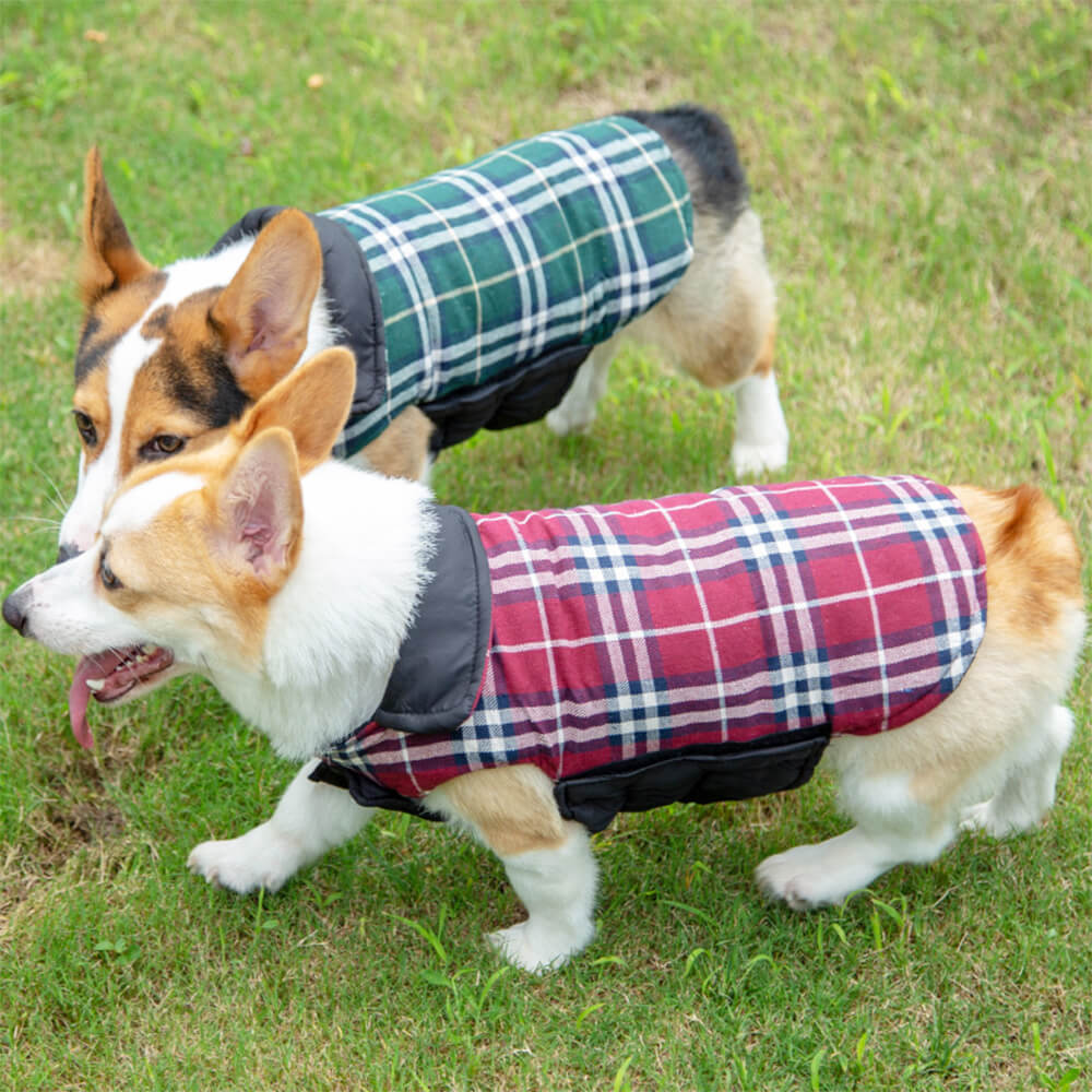 Ultrawarme Karierte Rollkragen-Hundejacke mit hautfreundlichem Klettverschluss