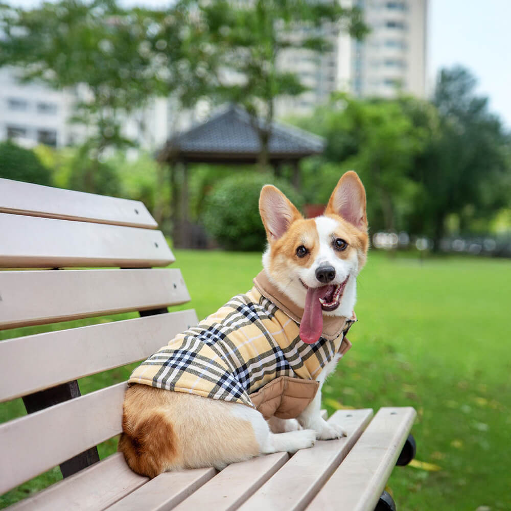 Ultrawarme Karierte Rollkragen-Hundejacke mit hautfreundlichem Klettverschluss