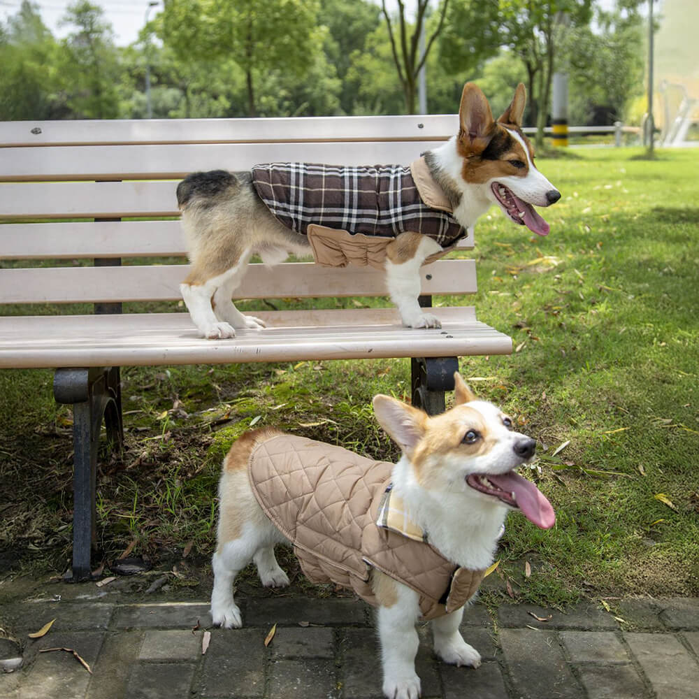 Ultrawarme Karierte Rollkragen-Hundejacke mit hautfreundlichem Klettverschluss