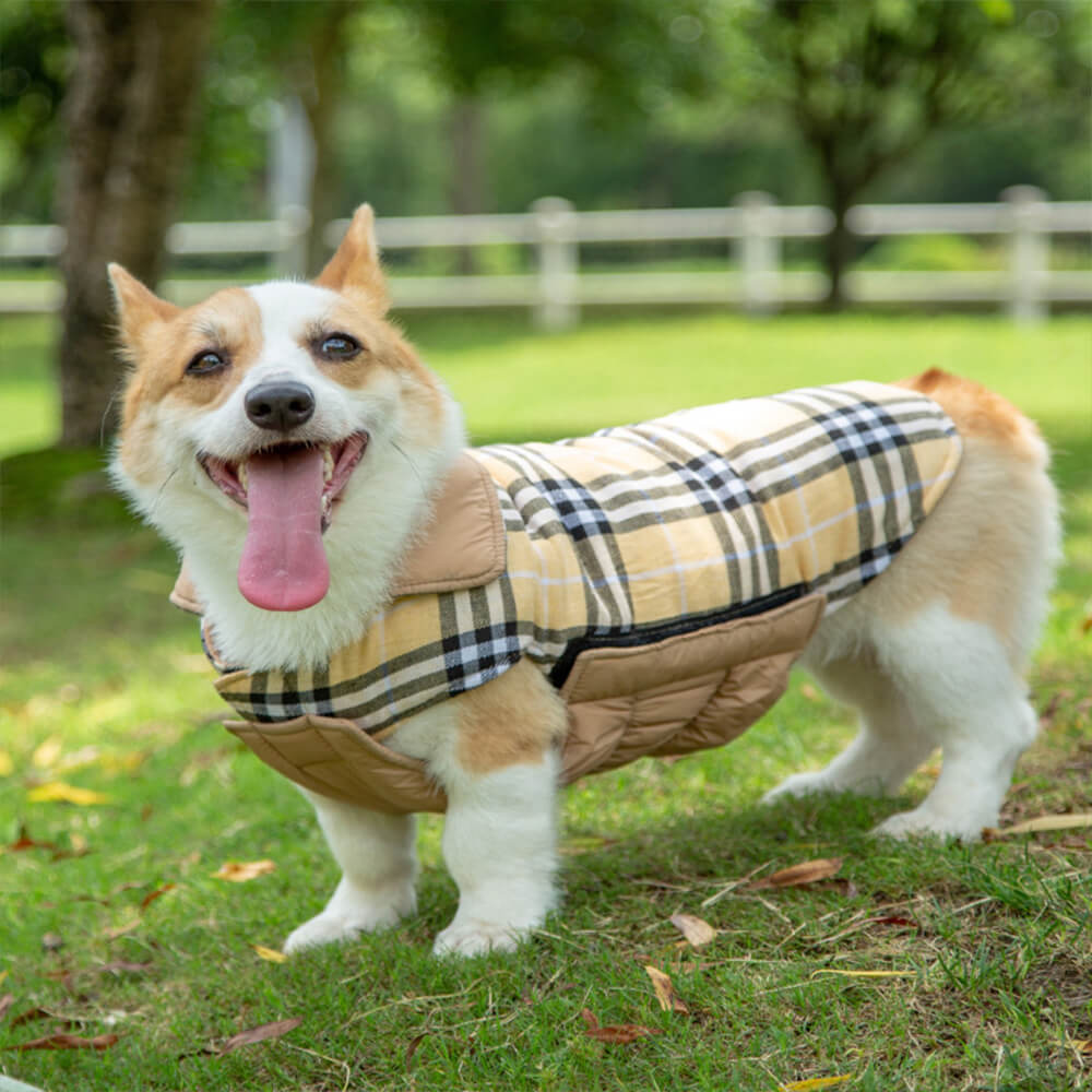 Ultrawarme Karierte Rollkragen-Hundejacke mit hautfreundlichem Klettverschluss