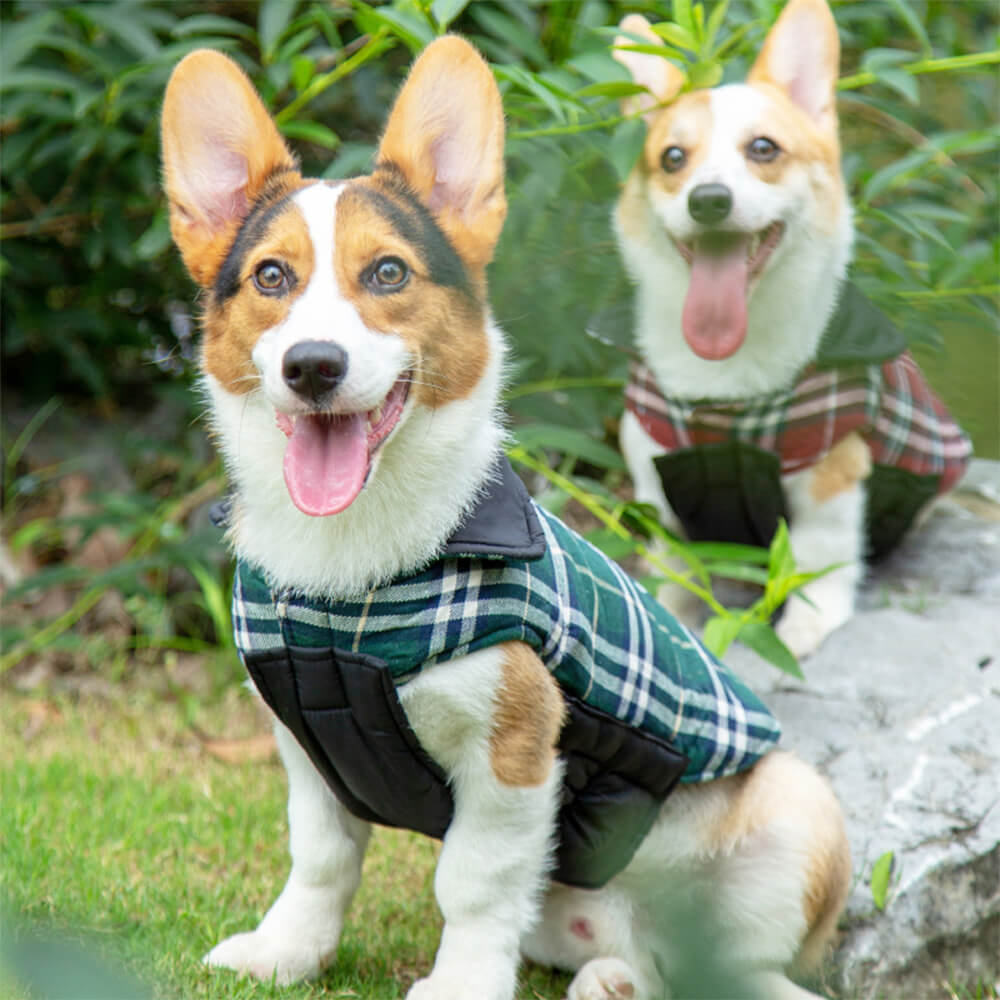 Ultrawarme Karierte Rollkragen-Hundejacke mit hautfreundlichem Klettverschluss