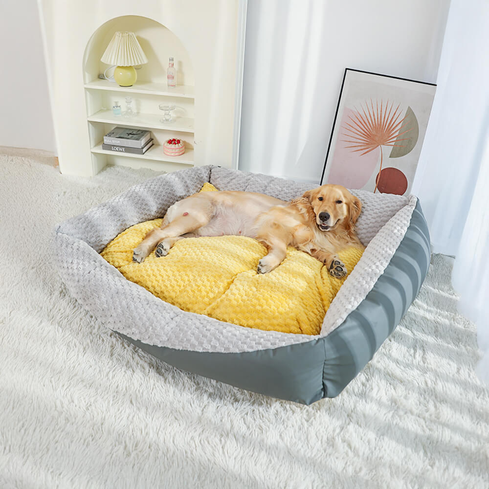 Gemütliches Warmes orthopädisches Hunde-/Katzenbett im Vintage-Stil mit hohen Wänden und Plüsch