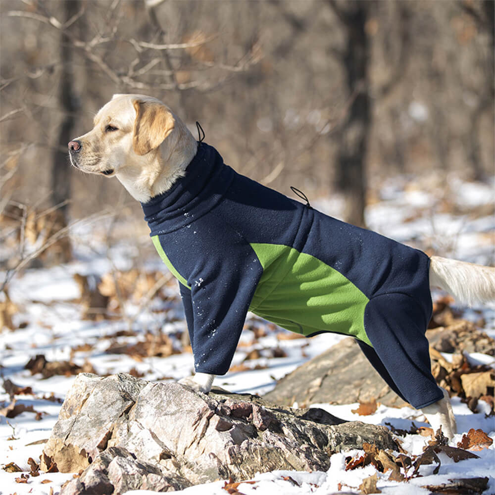 Winddichter Warmer Ganzkörper-Rollkragen-Overall aus Polarfleece für Hunde