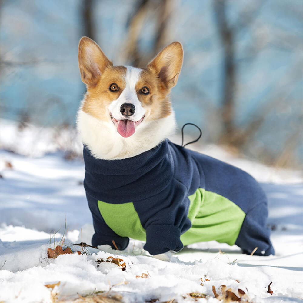 Winddichter Warmer Ganzkörper-Rollkragen-Overall aus Polarfleece für Hunde