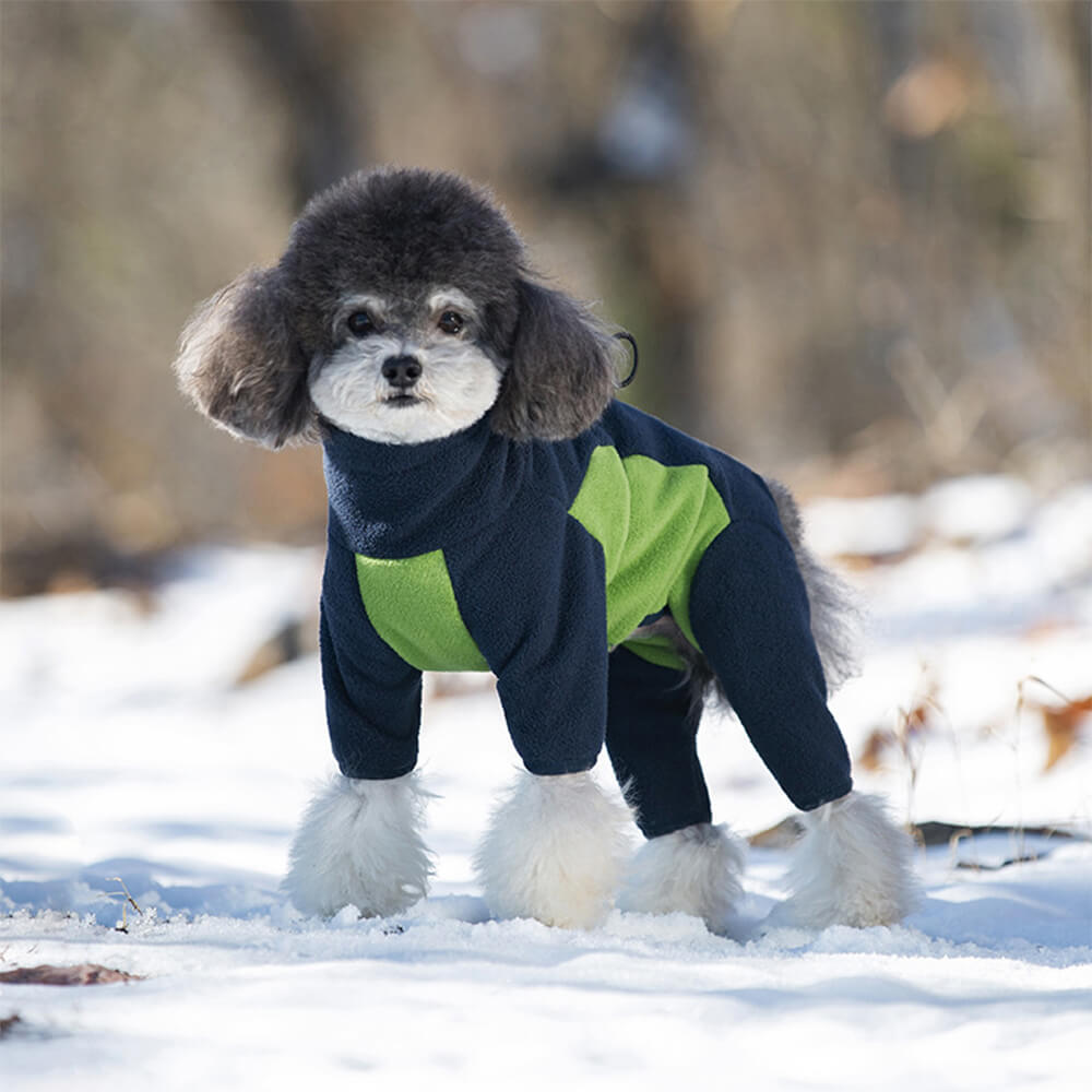 Winddichter Warmer Ganzkörper-Rollkragen-Overall aus Polarfleece für Hunde