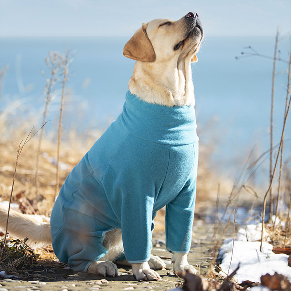 Winddichter Warmer Ganzkörper-Rollkragen-Overall aus Polarfleece für Hunde