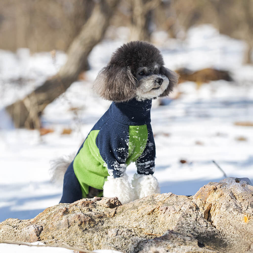 Winddichter Warmer Ganzkörper-Rollkragen-Overall aus Polarfleece für Hunde