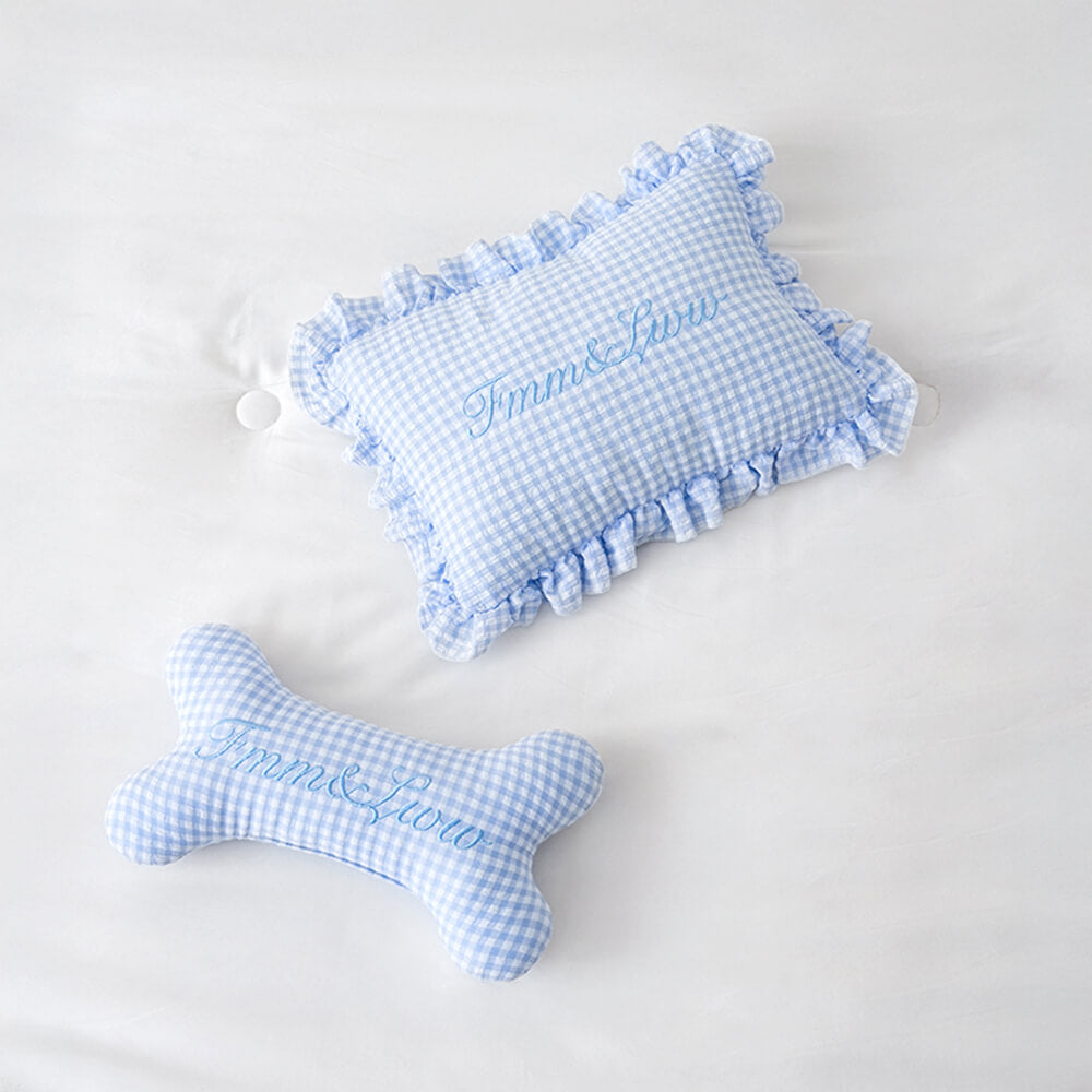 Weicher Gingham waschbarer Hund- und Katzen-Sofabett mit Kissen