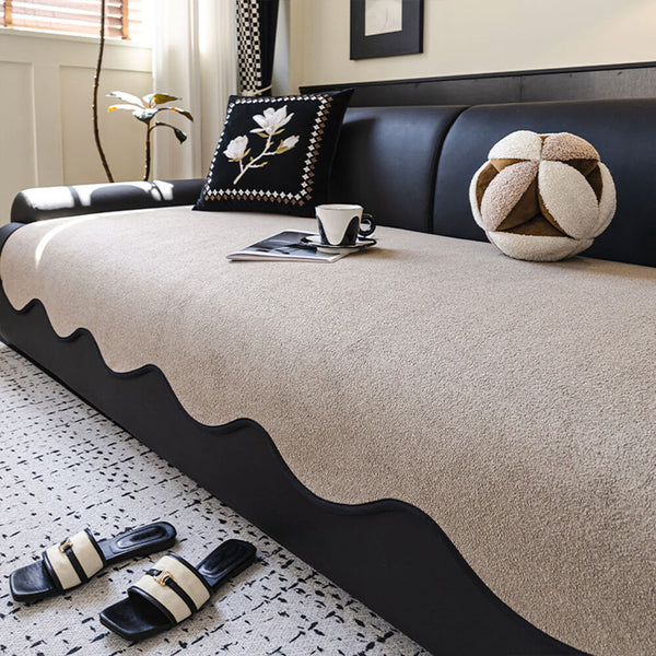 Wasserabweisender Teddyfleece Outdoor Sofaüberwurf mit rutschfester Rückseite – gerade Ausführung