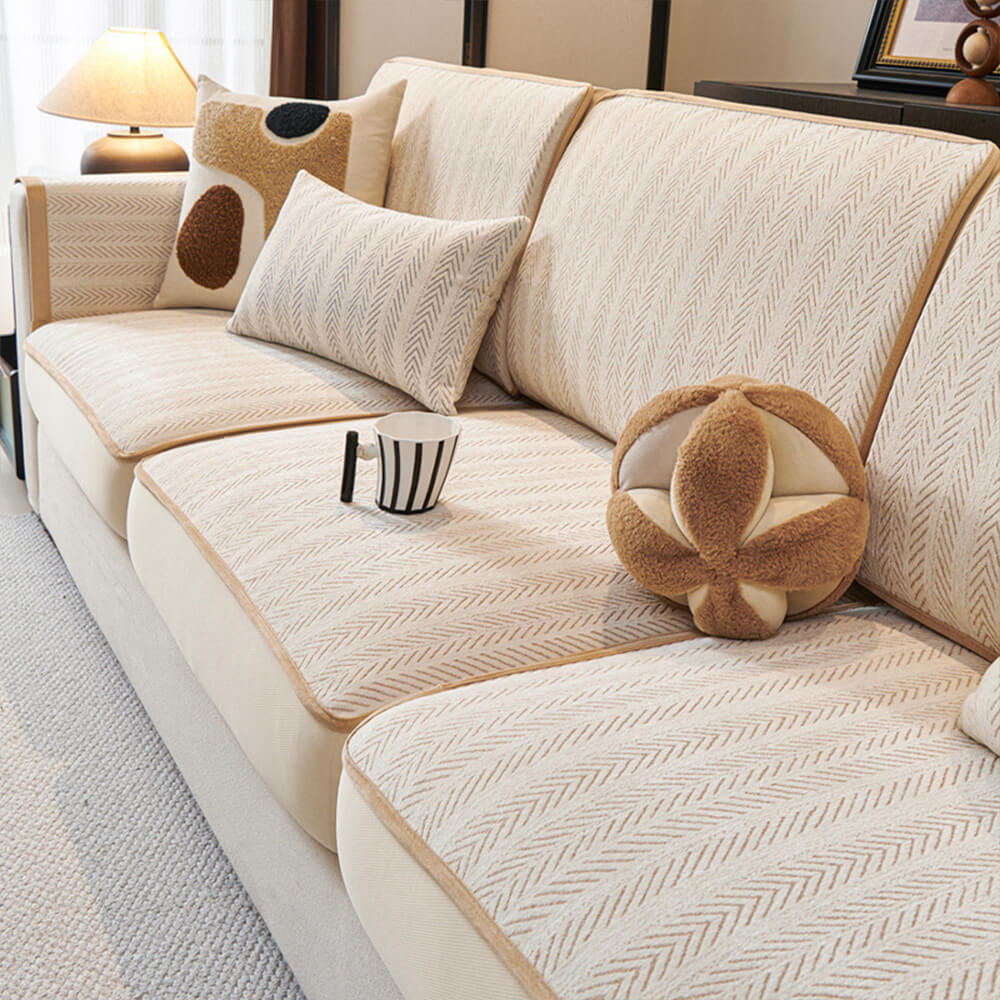 Klassischer Retro Stretch Chenille Sofaüberwurf – Voller Schutz mit elegantem Design