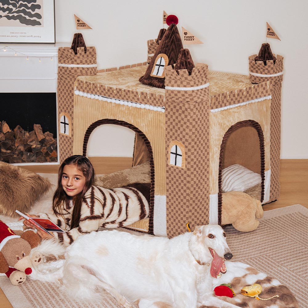 FUNNYFUZZY Gemütliches Orthopädisches Indoor-Spielzelt Hundezeltbett - Märchenhaftes Traumland