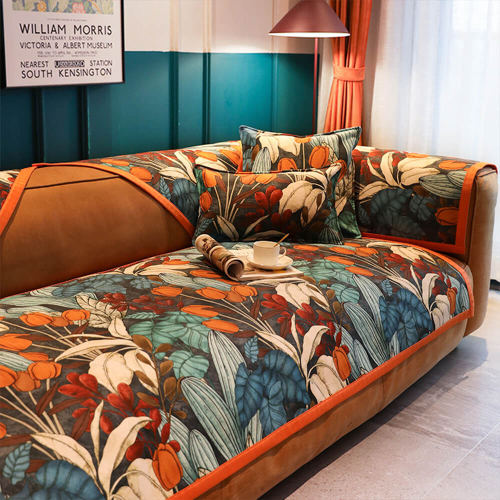 Floral Chenille Ganzjahres Rutschfeste Wohnkultur Sofaüberwurf