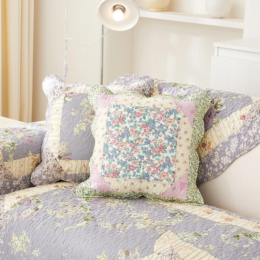 Rustikale florale Patchwork-Baumwoll-Steppdecke gegen Kratzer für Sofas