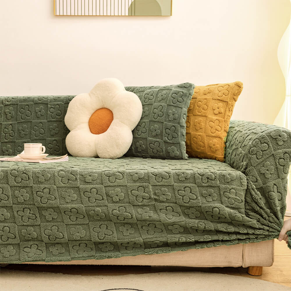 Jacquard-Fleece mit Blumenmuster für einen warmen Sofabezug