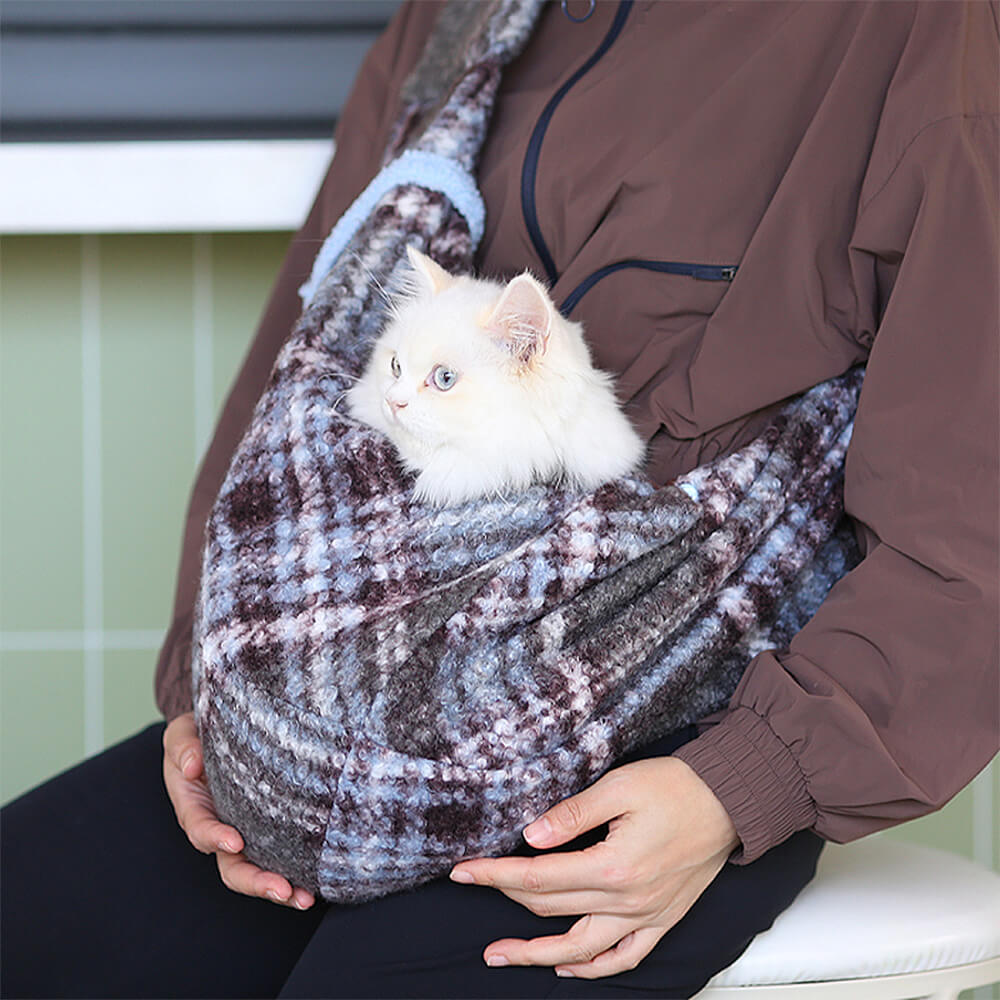 Gemütliche Karierte Schultertragetasche mit sicherer Tasche für Hunde und Katzen