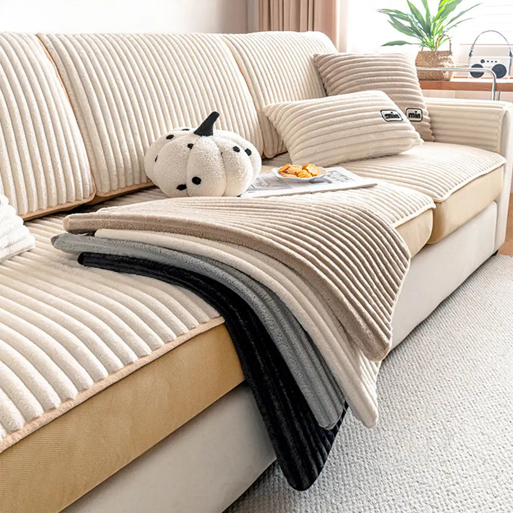 Fashion Gerade Plüsch Bequeme Sofa Schützende Dehnungs Magische Couchbezug