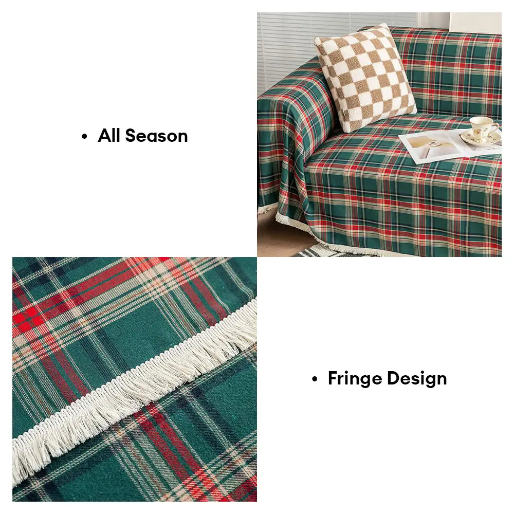 Festliche Karomuster Farbblock Sofa Dekoration Couchbezug