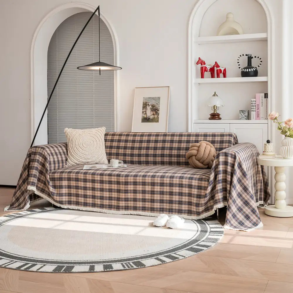 Festliche Karomuster Farbblock Sofa Dekoration Couchbezug