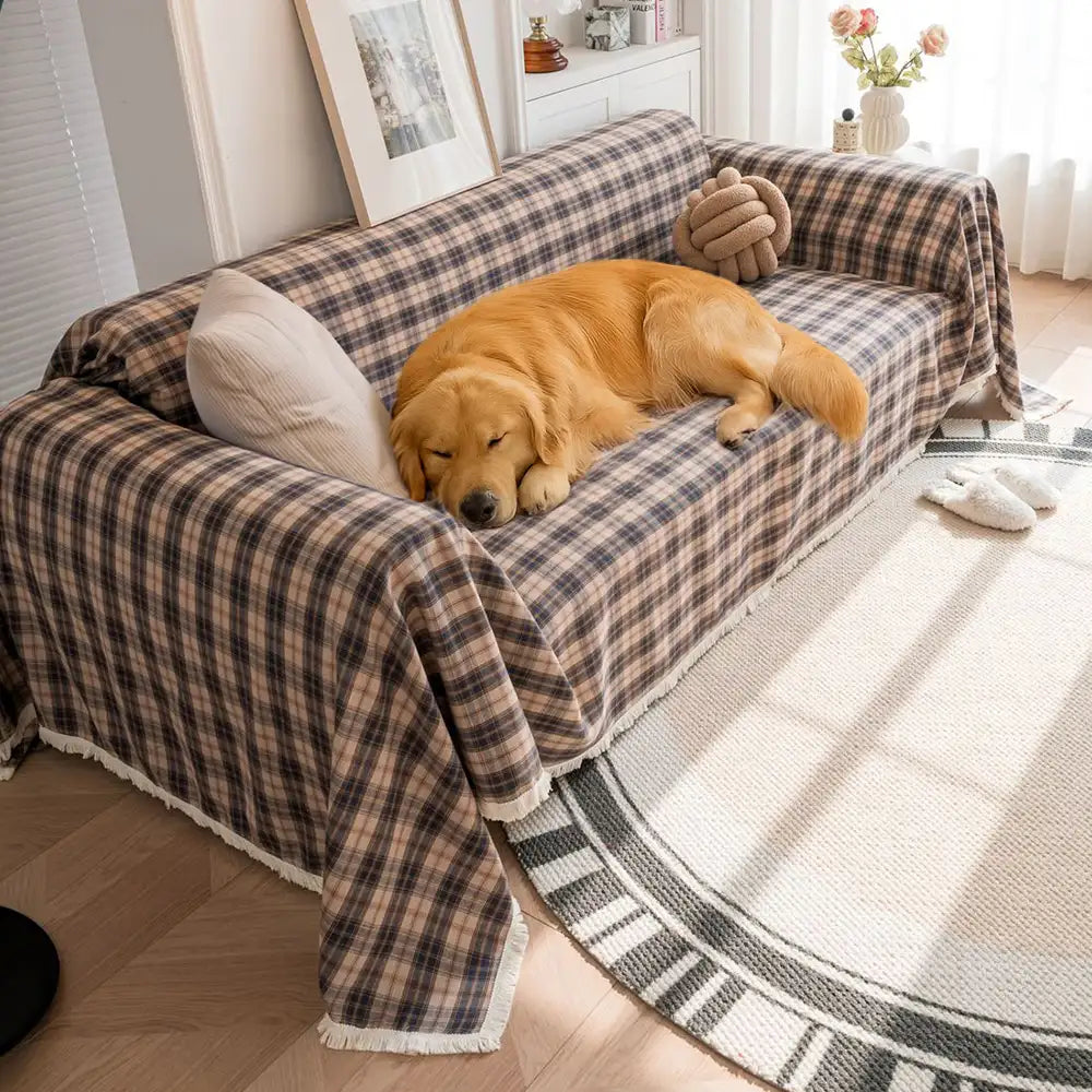 Festliche Karomuster Farbblock Sofa Dekoration Couchbezug