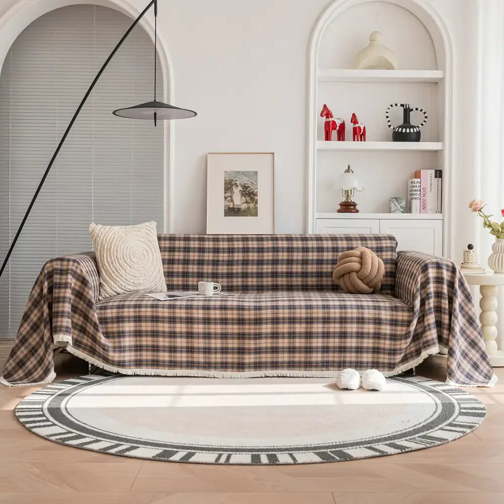 Festliche Karomuster Farbblock Sofa Dekoration Couchbezug