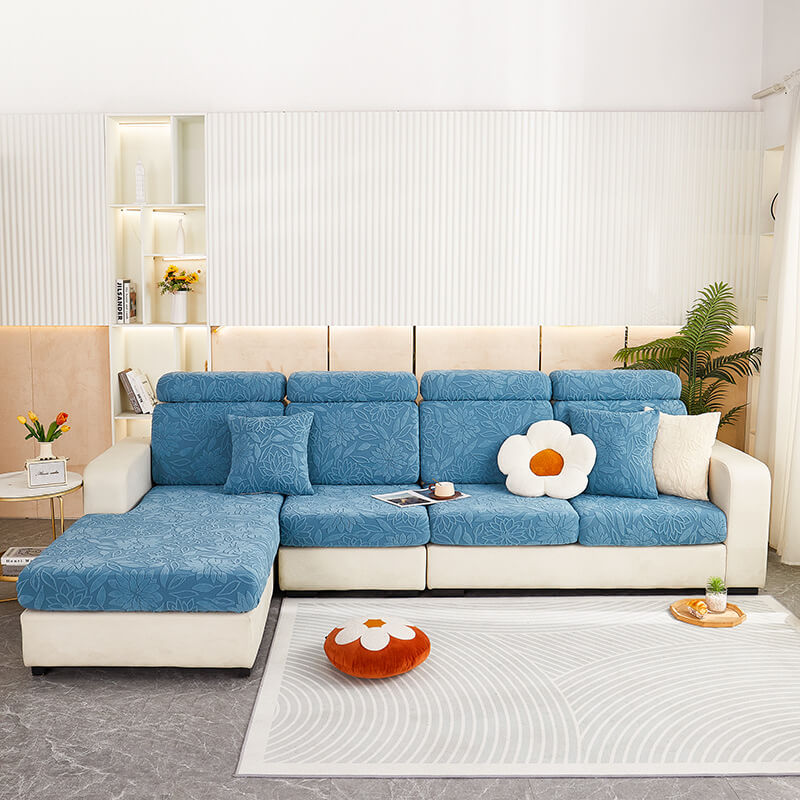 Stretch-Sofabezug aus floralem Samt Komplett umwickelbar Schonbezug für Couch