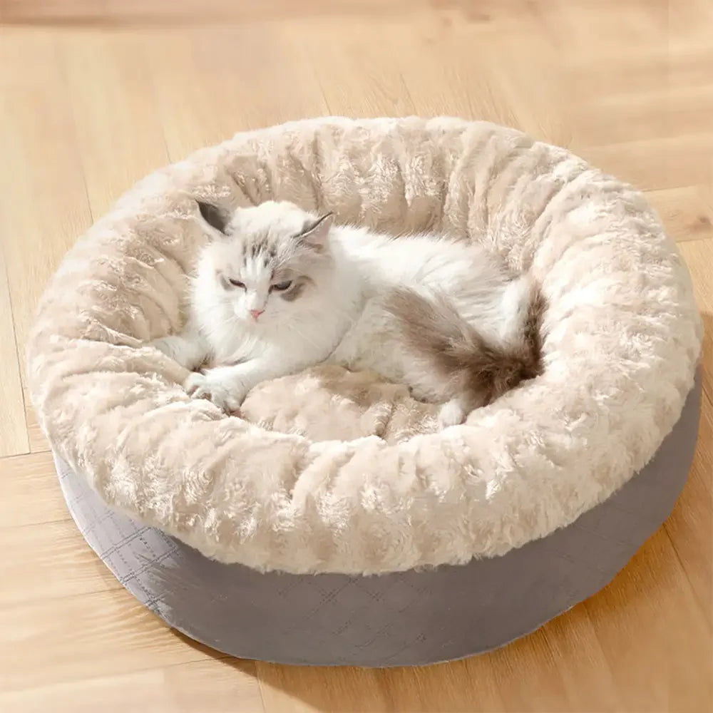 Fluffiges Kunstpelz-Warm Donut Hundebett und Katzenbett