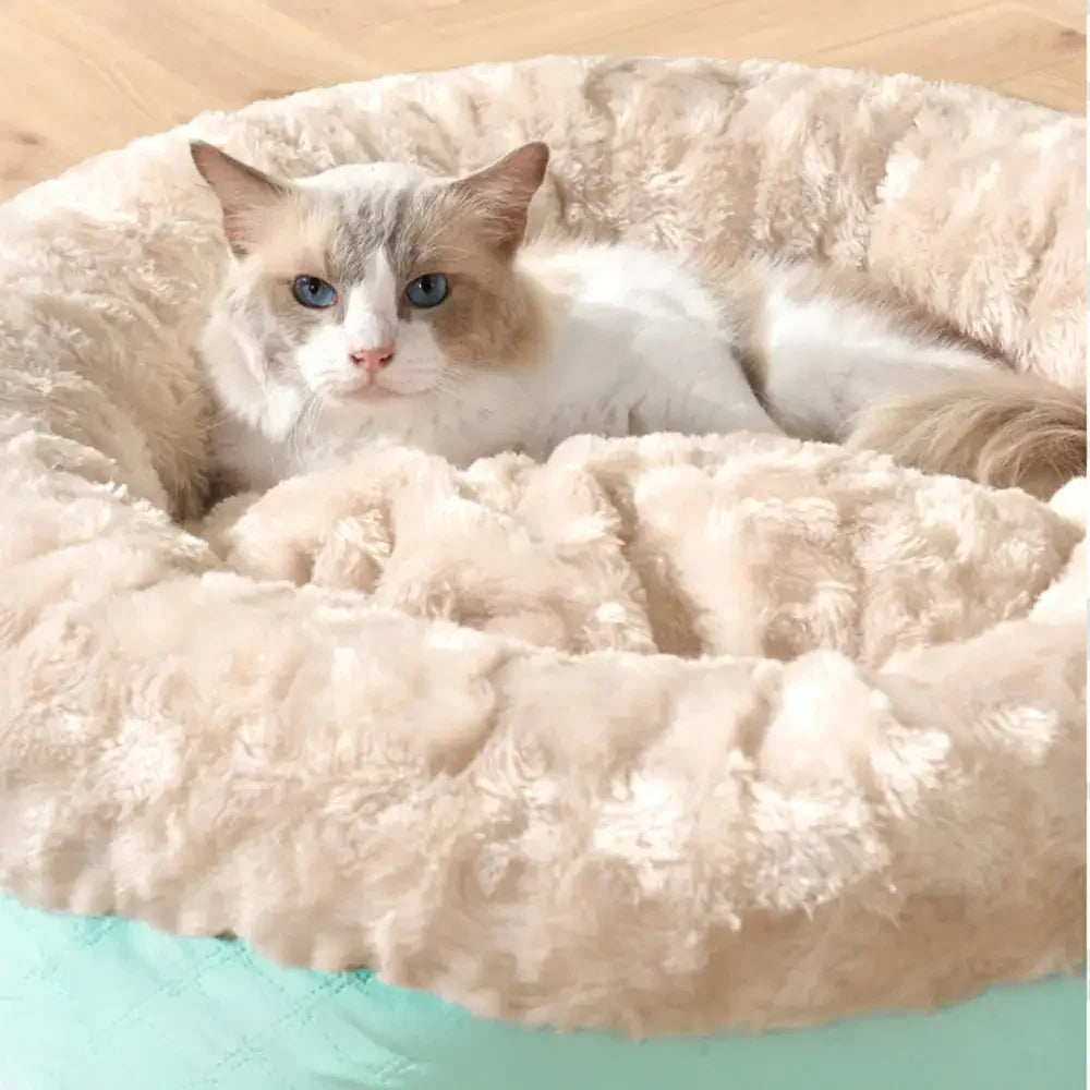 Fluffiges Kunstpelz-Warm Donut Hundebett und Katzenbett