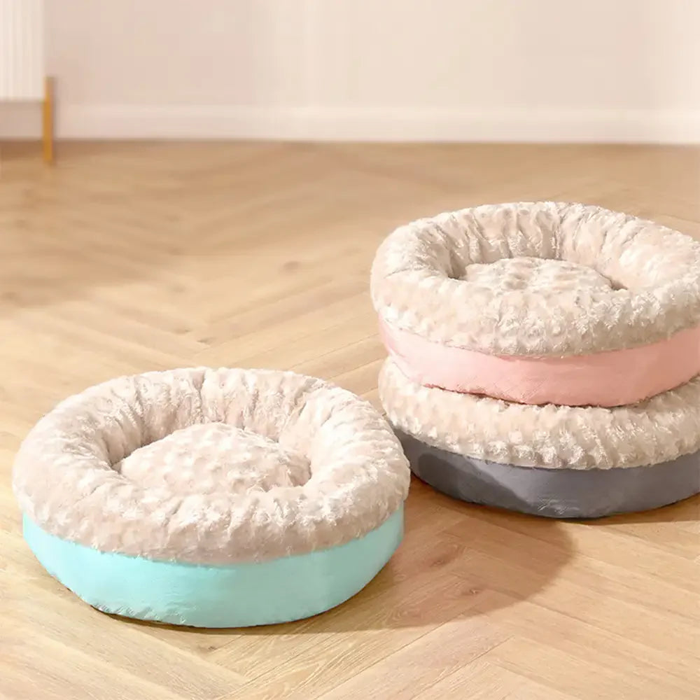 Fluffiges Kunstpelz-Warm Donut Hundebett und Katzenbett