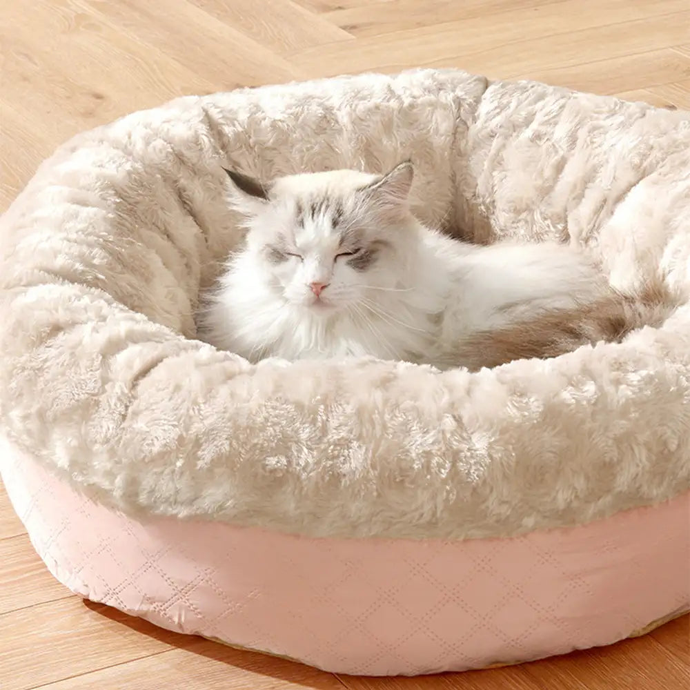 Fluffiges Kunstpelz-Warm Donut Hundebett und Katzenbett