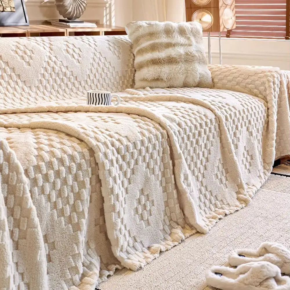 Fluffy Jacquard-Velours kratzfest verdickte Sofa-Decke Couchbezug