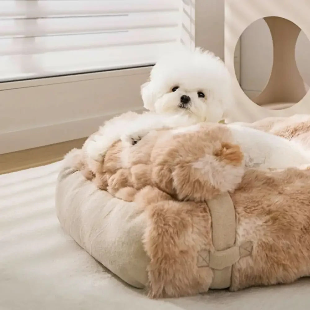 Fluffiges Plüsch Bequemes Tiefschlaf-Hundekissenbett