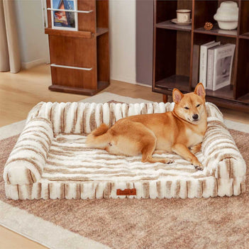 Fluffy Gestreiftes Orthopädisches Hundebett - Luxus Komfort