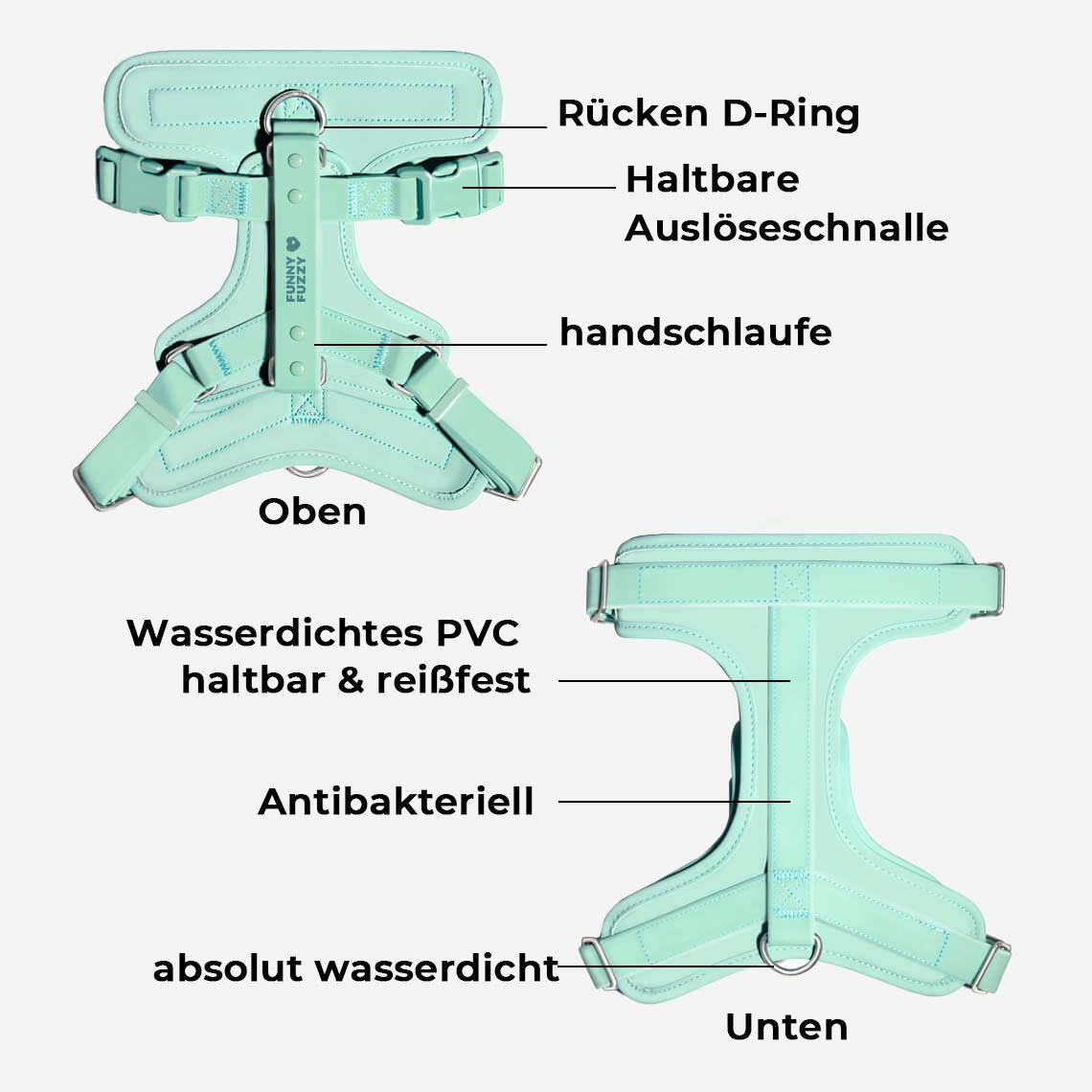 Absolut Reißfeste Wasserdichte und Antibakterielle Gummi-Hundegeschirr