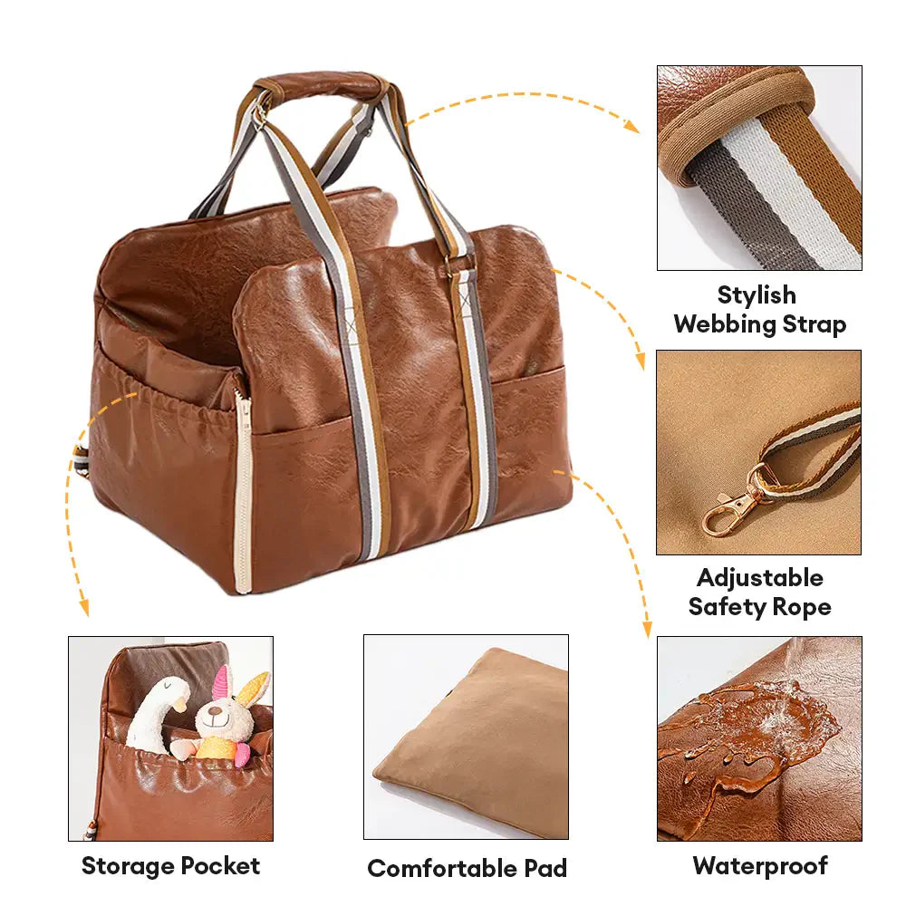 Deluxe Kunstleder Sicherheitsmittelkonsole Haustier Autositz und Trägersystem 3-in-1