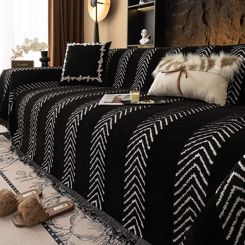 Heringbone Chenille langlebiger Wurfsofa-Bezug mit nahtloser Musterstickerei