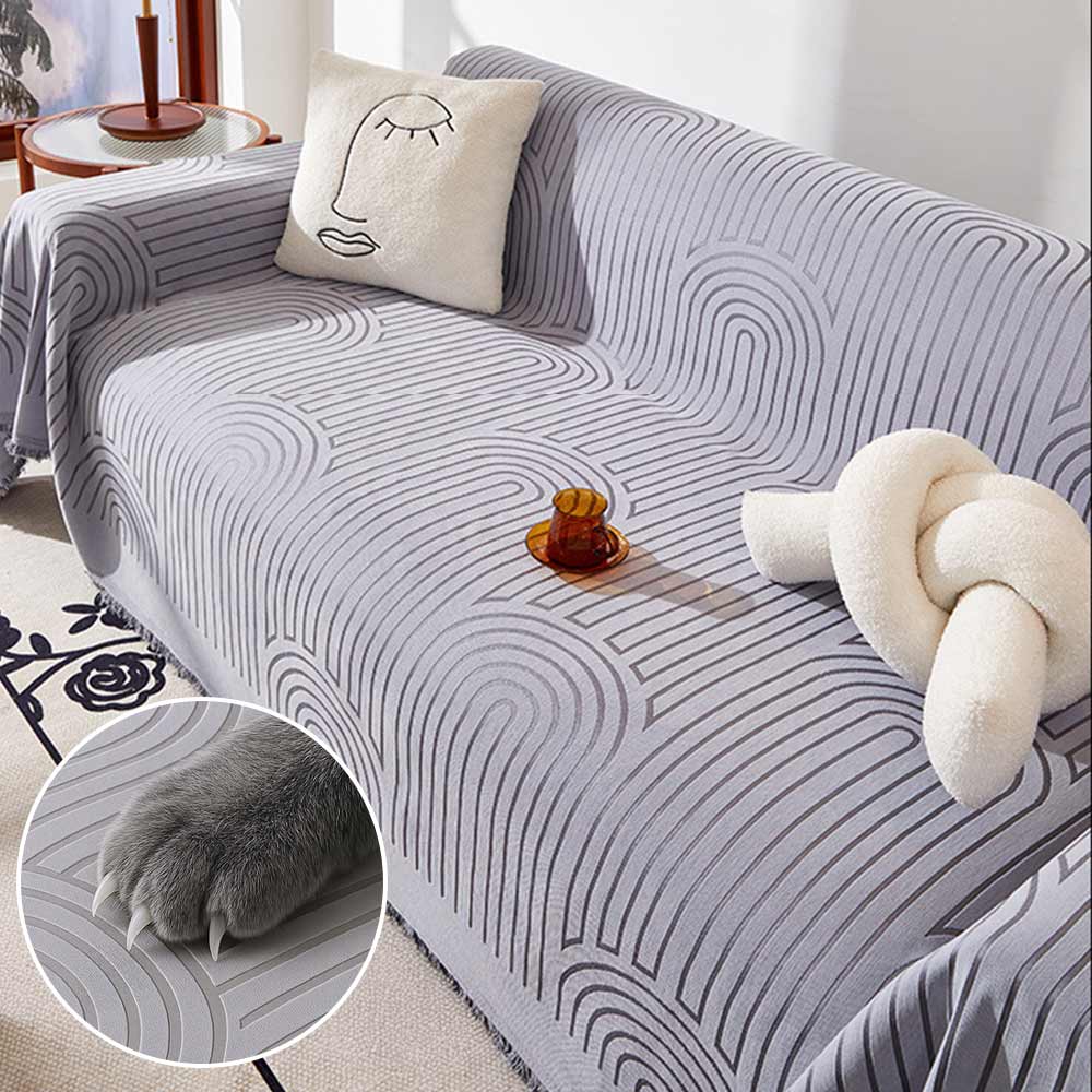 Minimalistisches Bogenmotiv kratzfester Chenille-Wurfsofa-Bezug