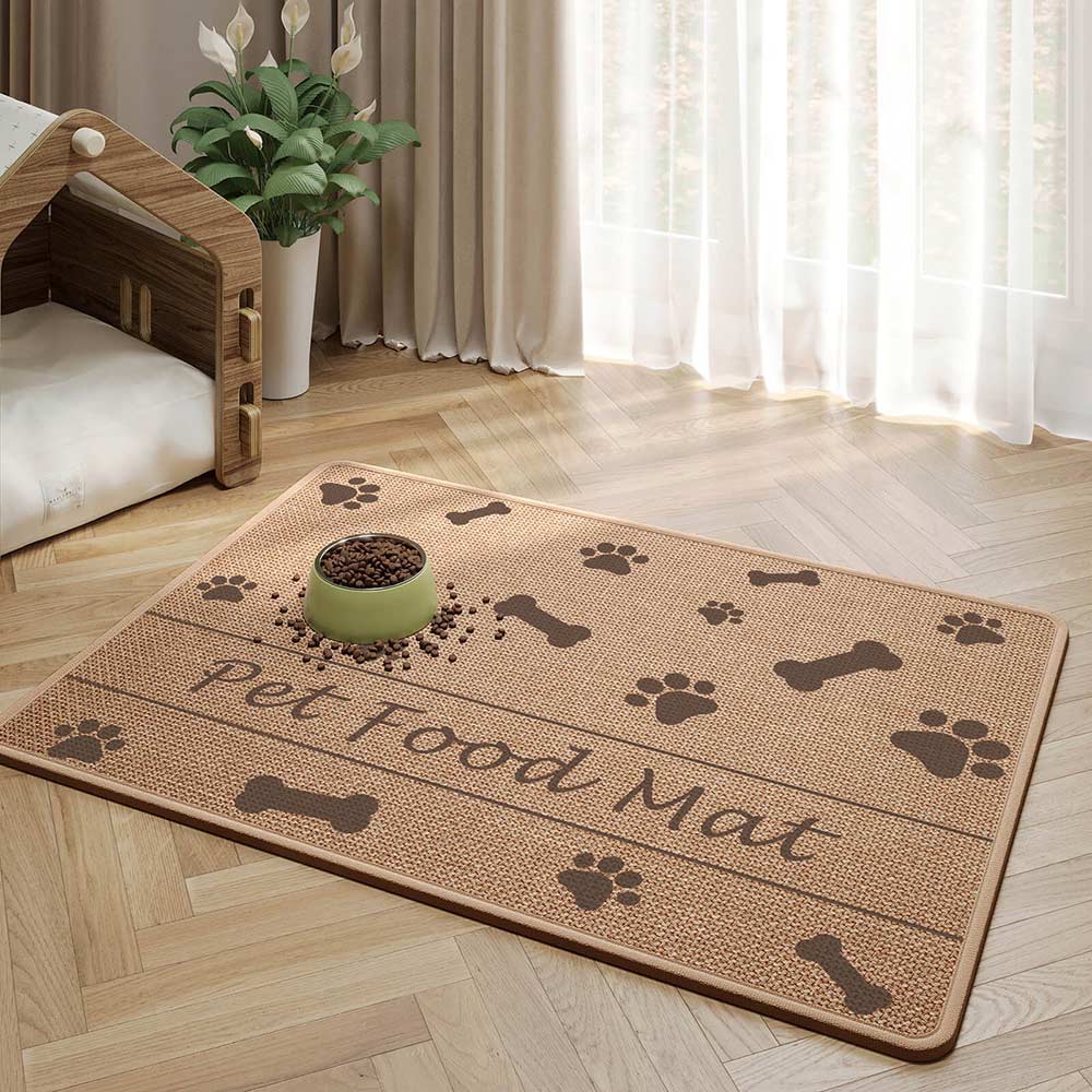 Pfoten- und Knochenmuster Rutschfeste, saugfähige Futtermatte für Hunde und Katzen