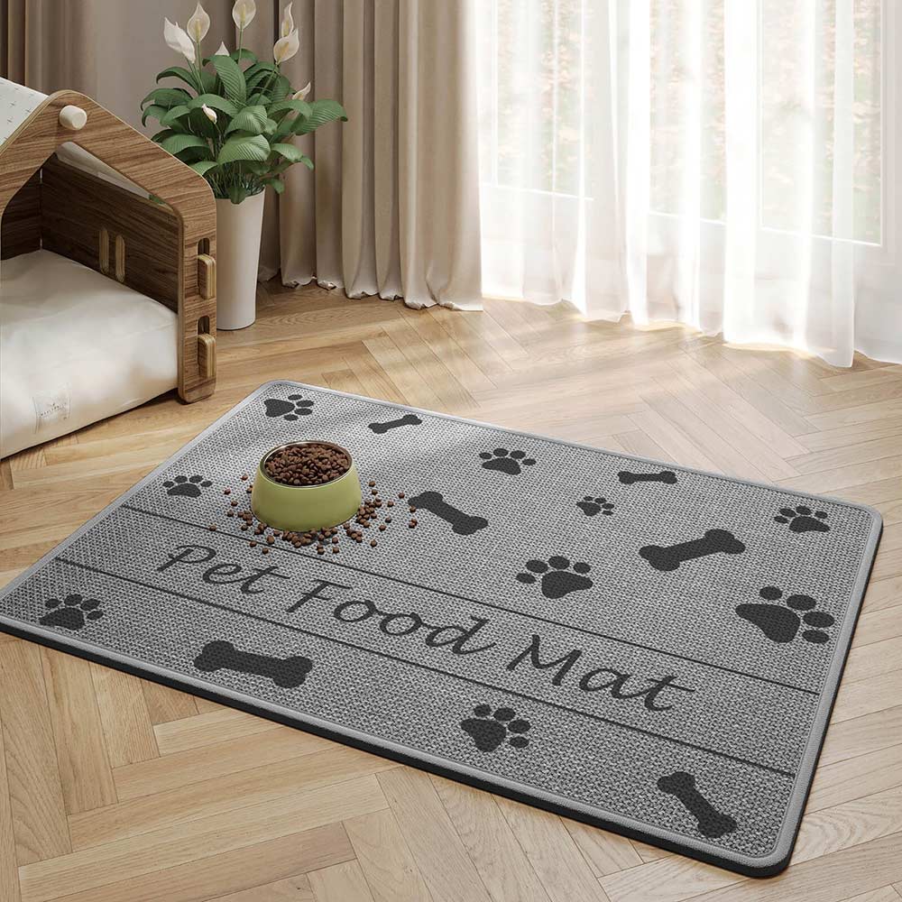 Pfoten- und Knochenmuster Rutschfeste, saugfähige Futtermatte für Hunde und Katzen