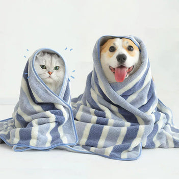 Gestreifte saugfähige dicke weiche Hunde- und Katzenbadetücher
