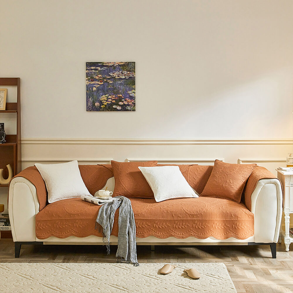 Atmungsaktiver Couchbezug im Boho-Stil aus gewebter strukturierter Baumwolle im Landhausstil