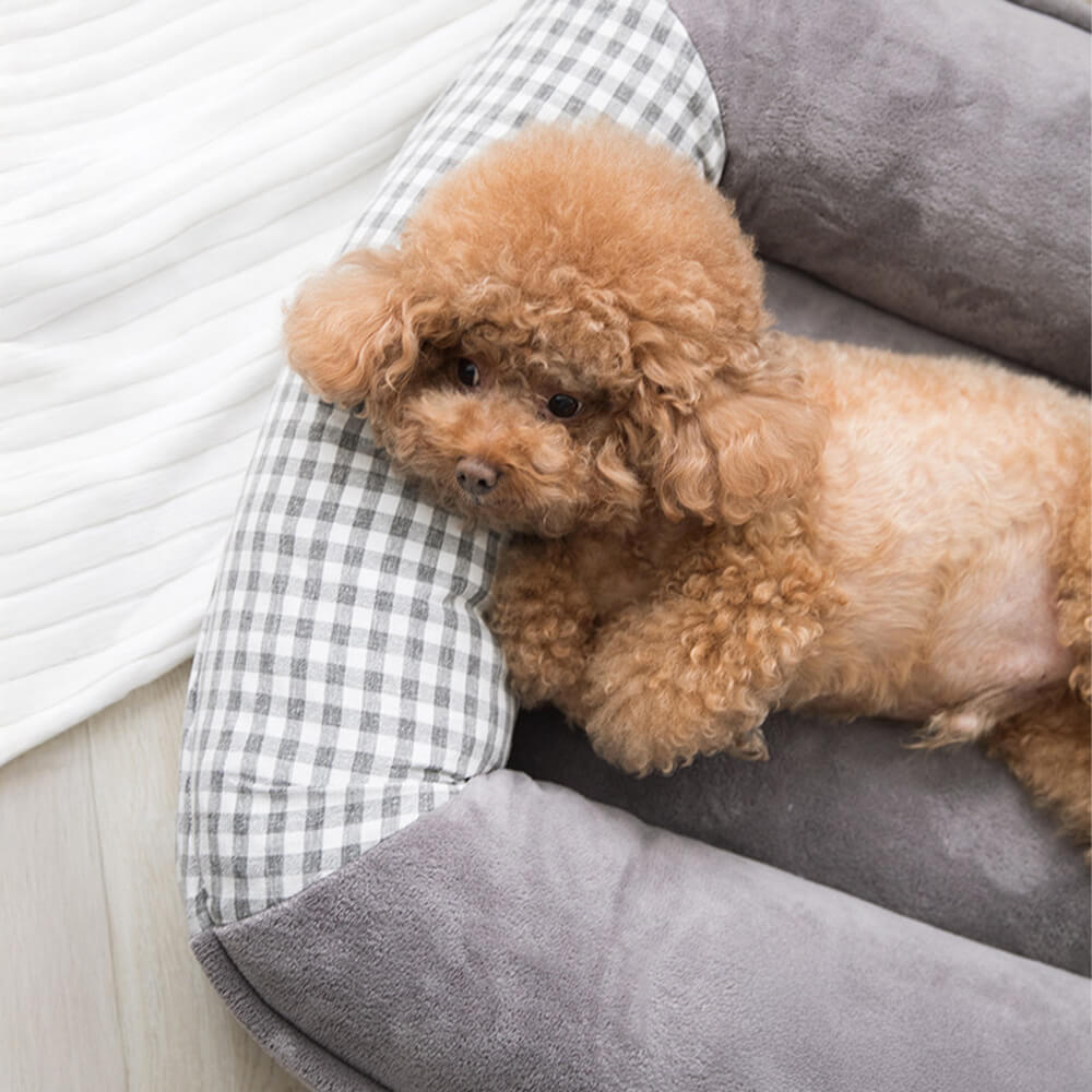 Wasserdichtes Hunde- und Katzenbett aus Canvas-Korallenfleece mit vollständiger Unterstützung