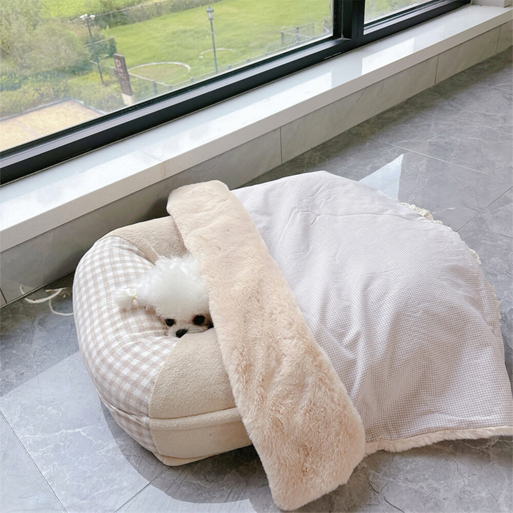 Wasserdichtes Hunde- und Katzenbett aus Canvas-Korallenfleece mit vollständiger Unterstützung