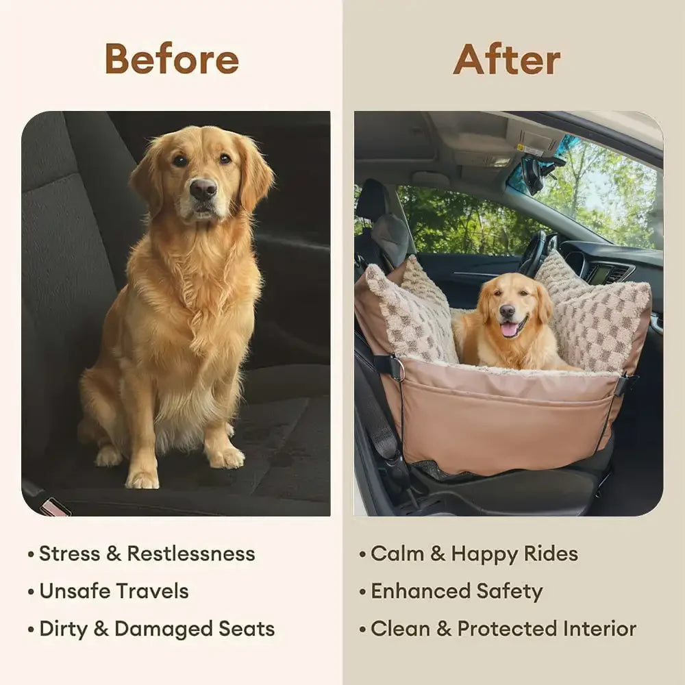 Schachbrett Kunstleder Sicherheits-Mittelkonsole Haustier Auto-Sitz und Träger 2-in-1