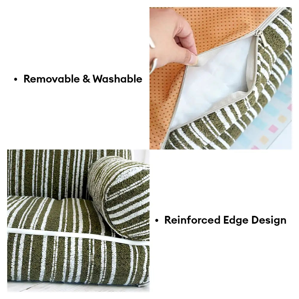 Chenille gestreiftes Jacquard-Samt-Hundebett für Welpen