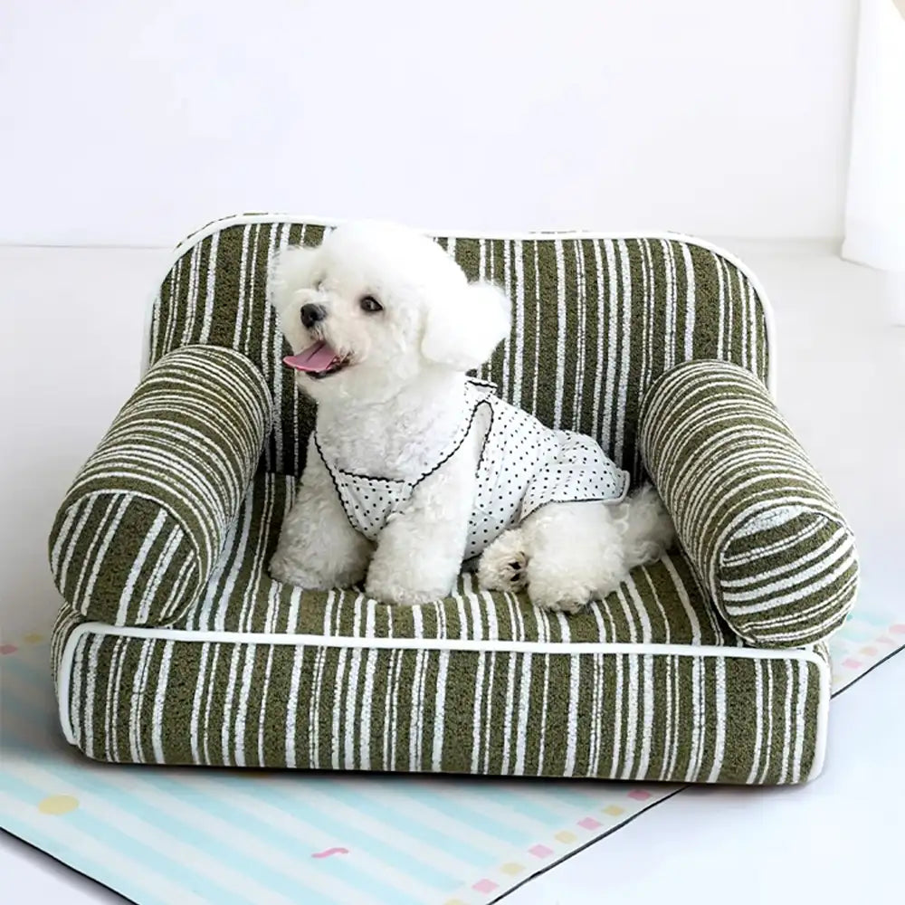 Chenille gestreiftes Jacquard-Samt-Hundebett für Welpen