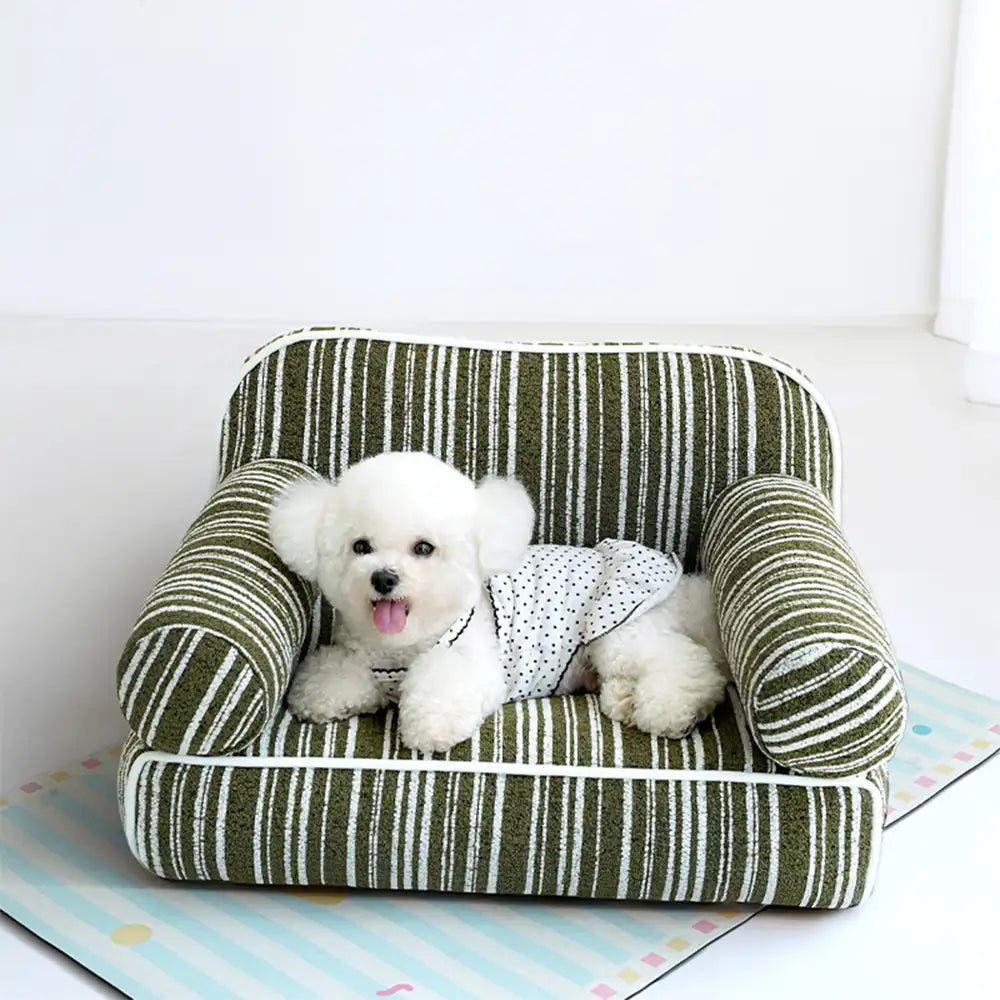 Chenille gestreiftes Jacquard-Samt-Hundebett für Welpen