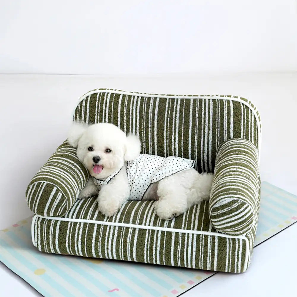 Chenille gestreiftes Jacquard-Samt-Hundebett für Welpen