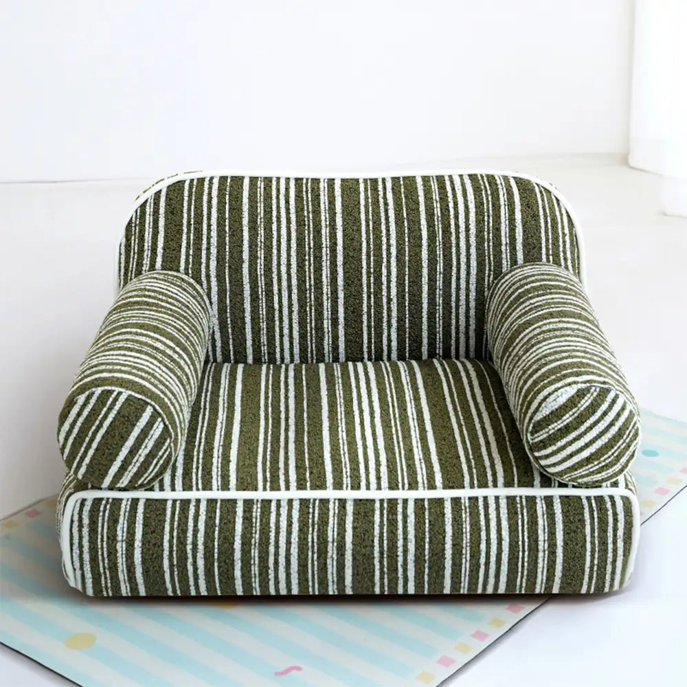 Chenille gestreiftes Jacquard-Samt-Hundebett für Welpen