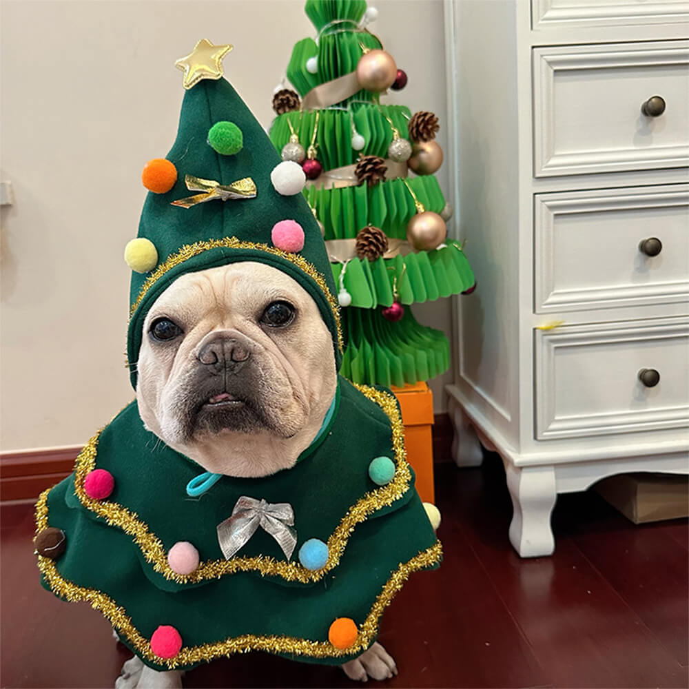 Weihnachtsbaum-Mütze Umhang Outfit Cosplay-Kostüm für Hunde und Katzen